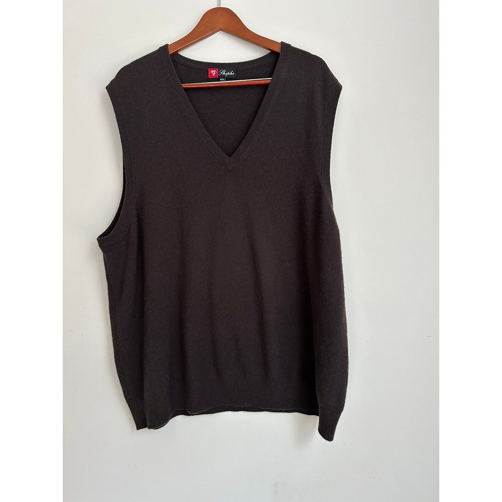 Shephe‎ Mens 100% Cashmere V-Neck Sweater Vest Dark Brown XXXL 3XL